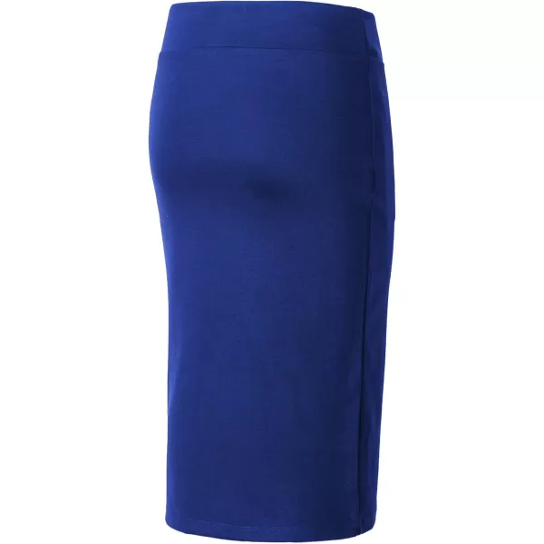 Urban CoCo Womens Elastic Waist Stretch Bodycon Midi Pencil SkirtRoyal Blue