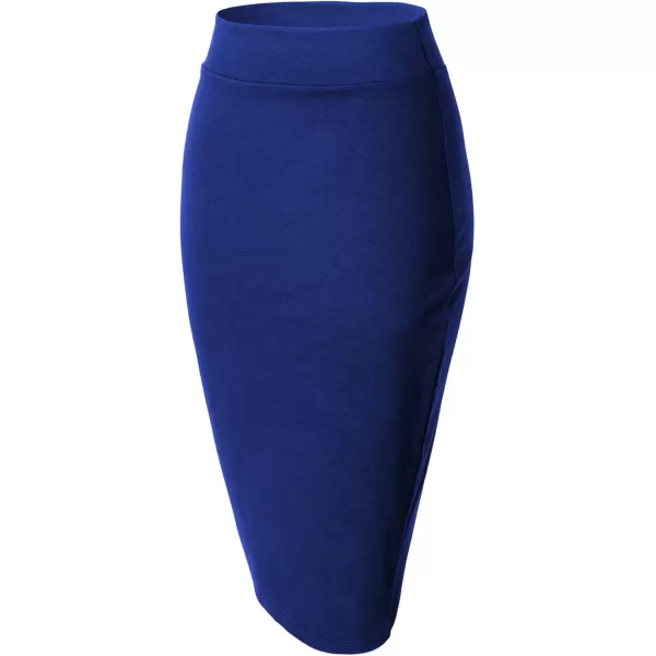 Urban CoCo Womens Elastic Waist Stretch Bodycon Midi Pencil SkirtRoyal Blue
