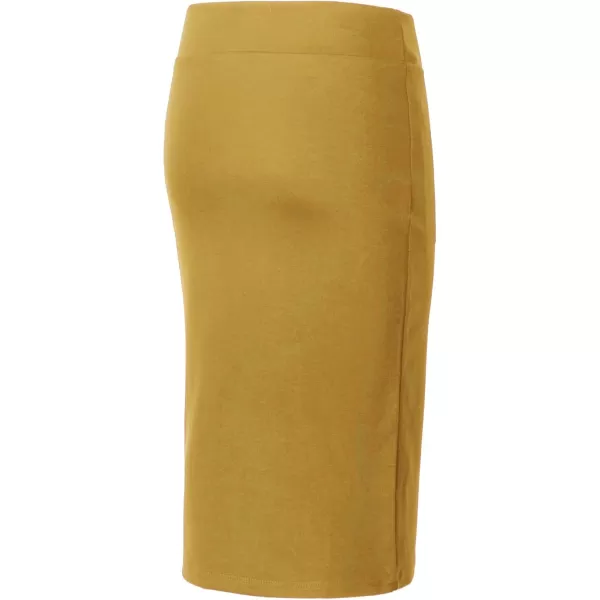 Urban CoCo Womens Elastic Waist Stretch Bodycon Midi Pencil SkirtTurmeric