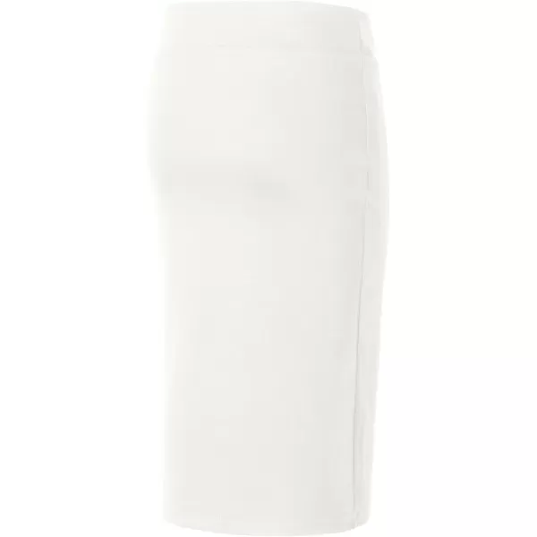 Urban CoCo Womens Elastic Waist Stretch Bodycon Midi Pencil SkirtWhite