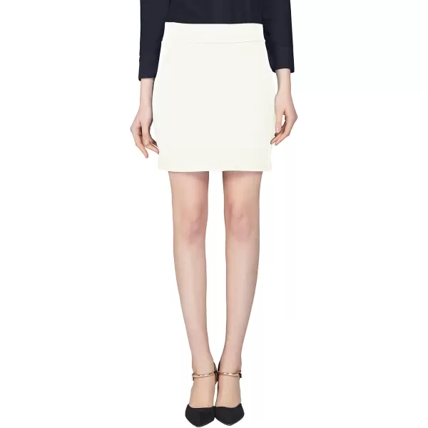 Urban CoCo Womens Elastic Waist Stretch Bodycon Midi Pencil SkirtWhiteshort