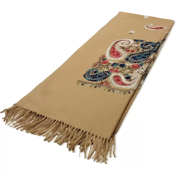 Urban CoCo Womens Embroidered Oversize Tassel Shawl Scarf Wraps for Women 5camel