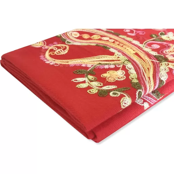 Urban CoCo Womens Embroidered Oversize Tassel Shawl Scarf Wraps for Women1red