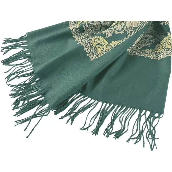 Urban CoCo Womens Embroidered Oversize Tassel Shawl Scarf Wraps for Women2dark Green