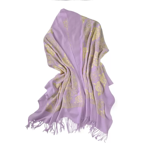 Urban CoCo Womens Embroidered Oversize Tassel Shawl Scarf Wraps for Women2lavender