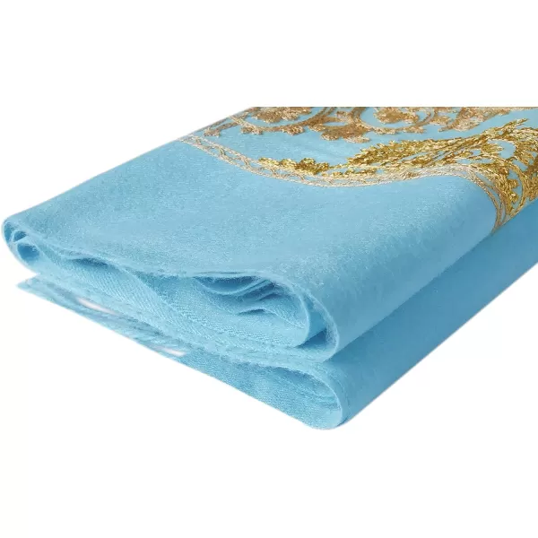 Urban CoCo Womens Embroidered Oversize Tassel Shawl Scarf Wraps for Women2light Blue