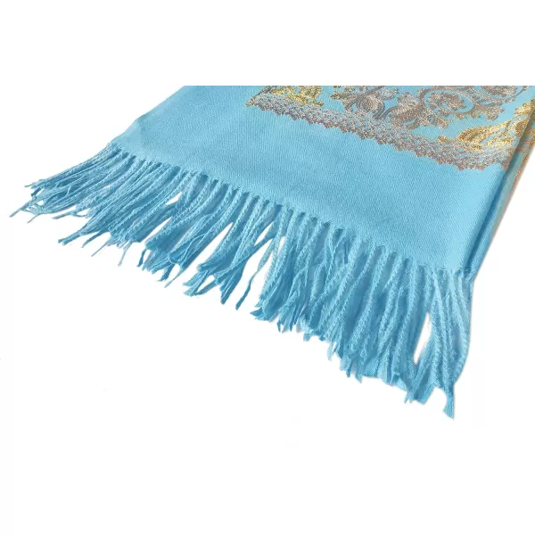 Urban CoCo Womens Embroidered Oversize Tassel Shawl Scarf Wraps for Women2light Blue
