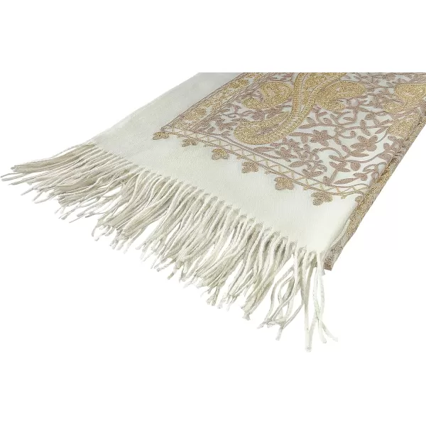 Urban CoCo Womens Embroidered Oversize Tassel Shawl Scarf Wraps for Women3beige