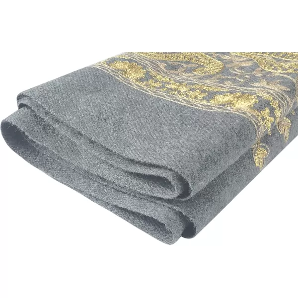 Urban CoCo Womens Embroidered Oversize Tassel Shawl Scarf Wraps for Women3grey