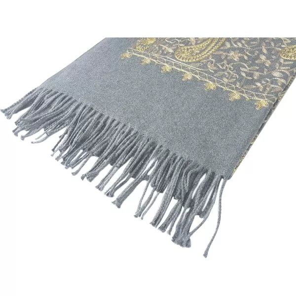 Urban CoCo Womens Embroidered Oversize Tassel Shawl Scarf Wraps for Women3grey