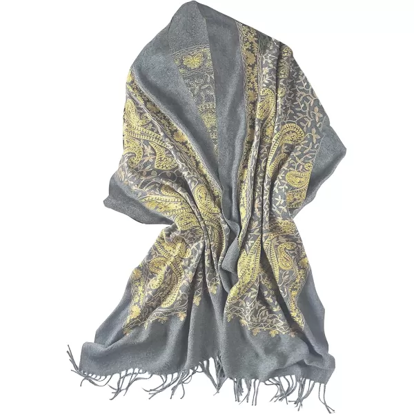 Urban CoCo Womens Embroidered Oversize Tassel Shawl Scarf Wraps for Women3grey