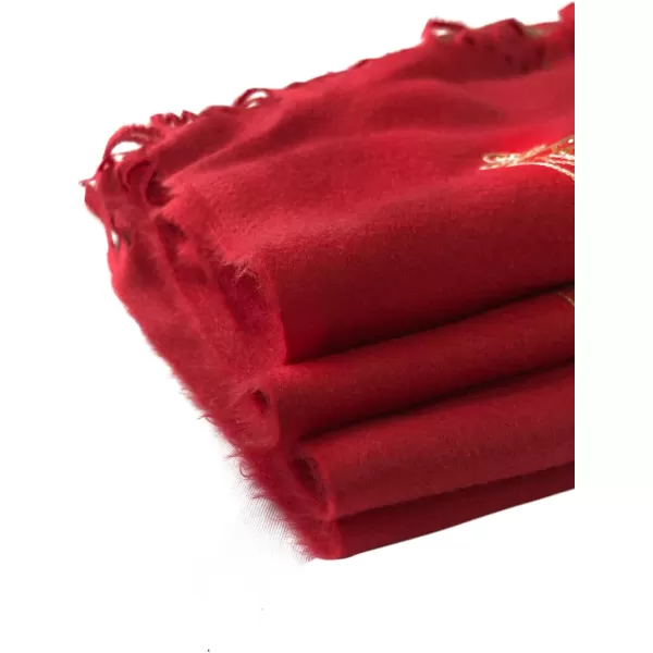 Urban CoCo Womens Embroidered Oversize Tassel Shawl Scarf Wraps for Women3red