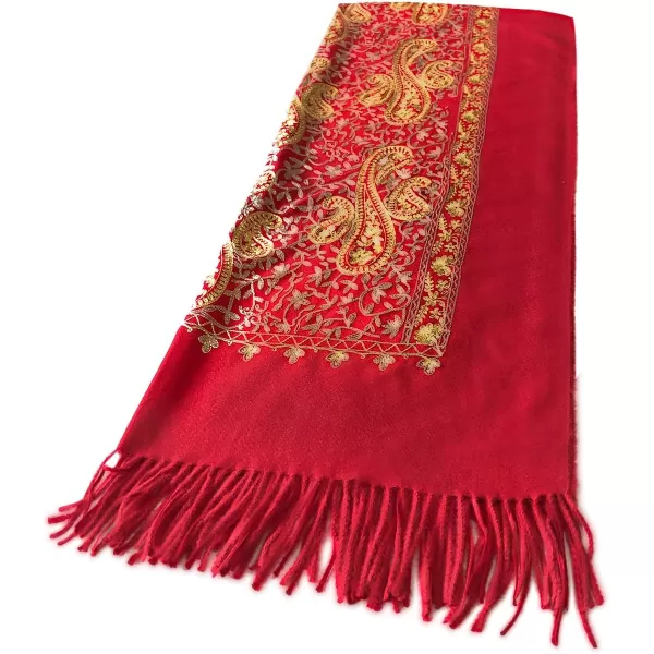 Urban CoCo Womens Embroidered Oversize Tassel Shawl Scarf Wraps for Women3red