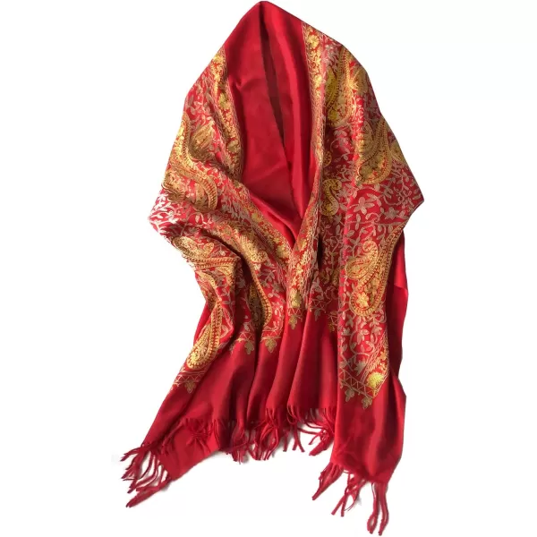 Urban CoCo Womens Embroidered Oversize Tassel Shawl Scarf Wraps for Women3red