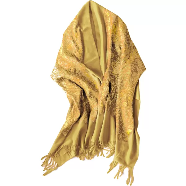 Urban CoCo Womens Embroidered Oversize Tassel Shawl Scarf Wraps for Women3yellow