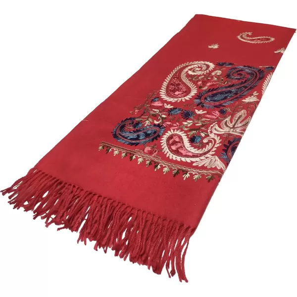 Urban CoCo Womens Embroidered Oversize Tassel Shawl Scarf Wraps for Women5red