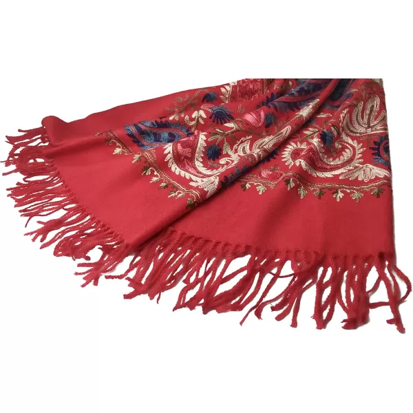 Urban CoCo Womens Embroidered Oversize Tassel Shawl Scarf Wraps for Women5red