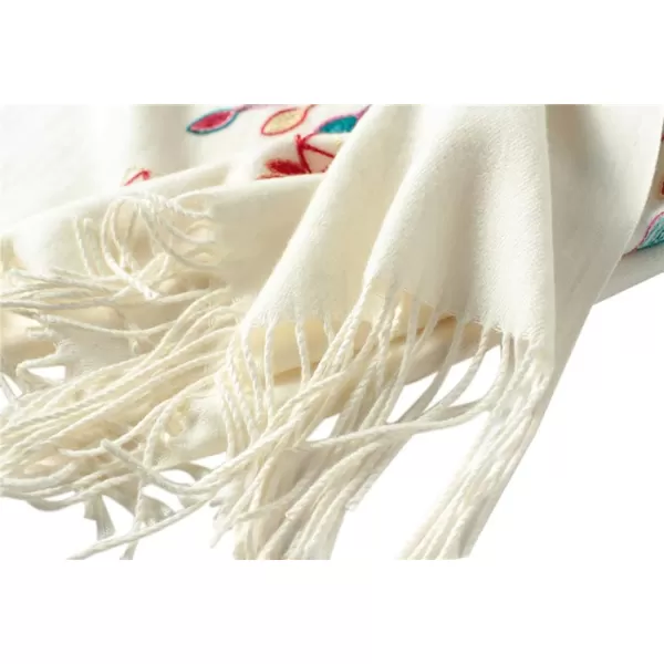 Urban CoCo Womens Embroidered Oversize Tassel Shawl Scarf Wraps for WomenBeige