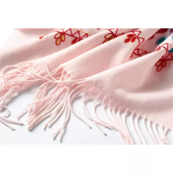 Urban CoCo Womens Embroidered Oversize Tassel Shawl Scarf Wraps for WomenPink