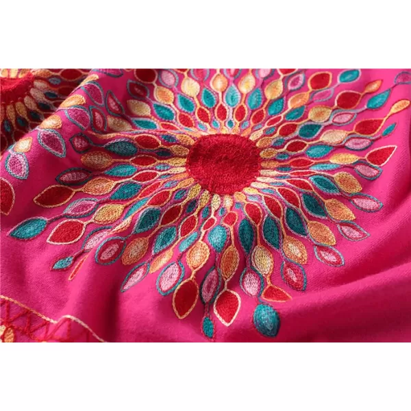 Urban CoCo Womens Embroidered Oversize Tassel Shawl Scarf Wraps for WomenRose