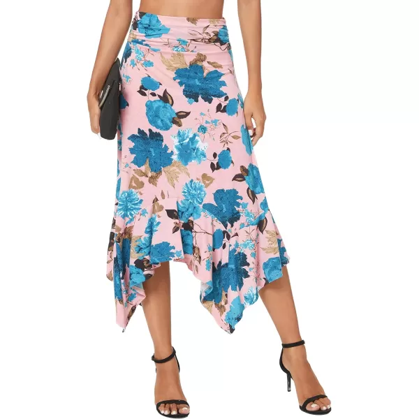 Urban CoCo Womens Flowy Stretchy Skirt Handkerchief Hemline Midi Skirt1