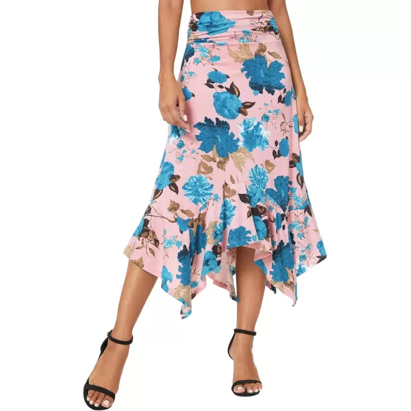 Urban CoCo Womens Flowy Stretchy Skirt Handkerchief Hemline Midi Skirt1