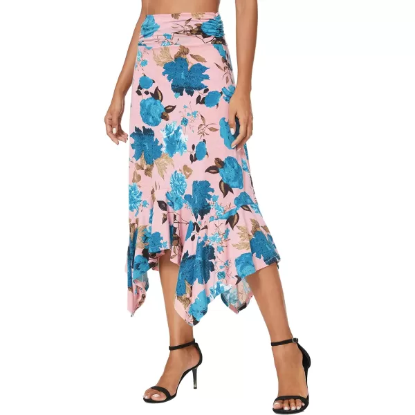Urban CoCo Womens Flowy Stretchy Skirt Handkerchief Hemline Midi Skirt1