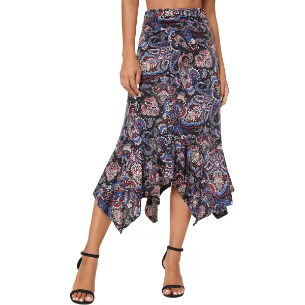 Urban CoCo Womens Flowy Stretchy Skirt Handkerchief Hemline Midi Skirt2