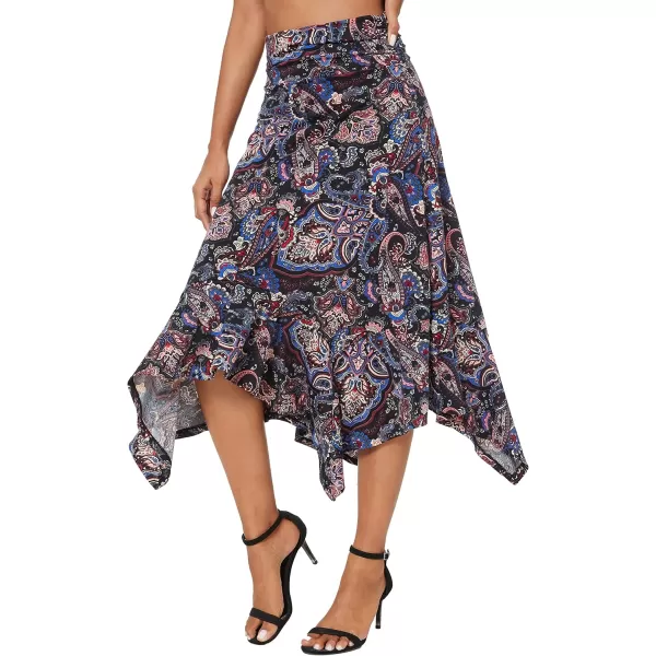 Urban CoCo Womens Flowy Stretchy Skirt Handkerchief Hemline Midi Skirt2