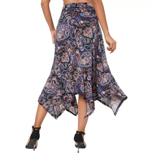 Urban CoCo Womens Flowy Stretchy Skirt Handkerchief Hemline Midi Skirt2