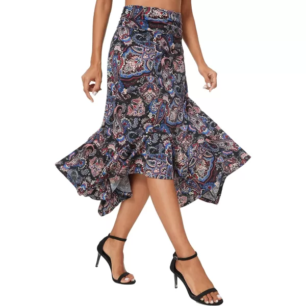 Urban CoCo Womens Flowy Stretchy Skirt Handkerchief Hemline Midi Skirt2
