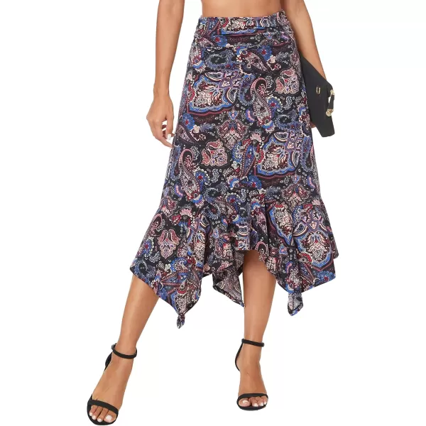 Urban CoCo Womens Flowy Stretchy Skirt Handkerchief Hemline Midi Skirt2