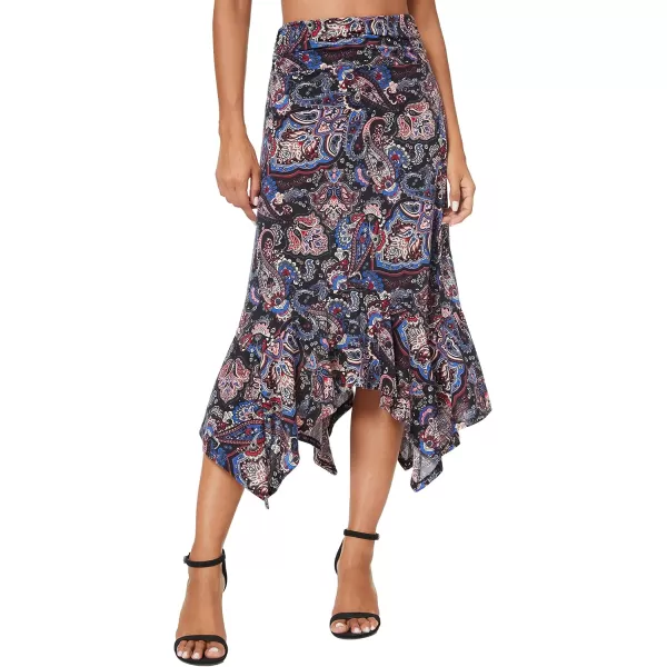 Urban CoCo Womens Flowy Stretchy Skirt Handkerchief Hemline Midi Skirt2