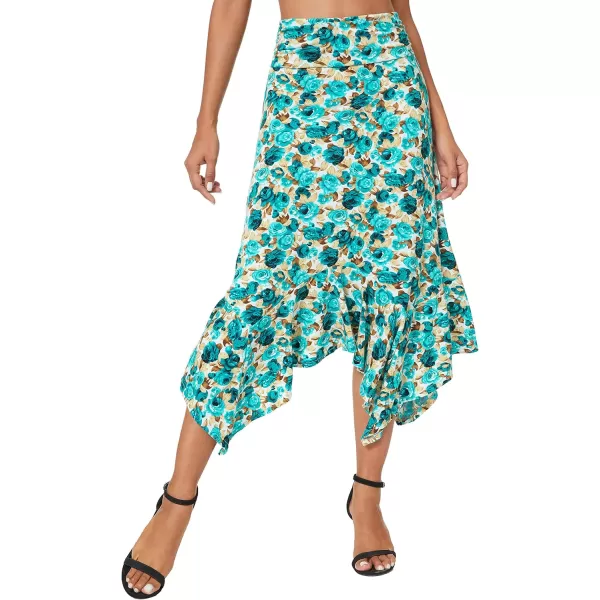 Urban CoCo Womens Flowy Stretchy Skirt Handkerchief Hemline Midi Skirt3