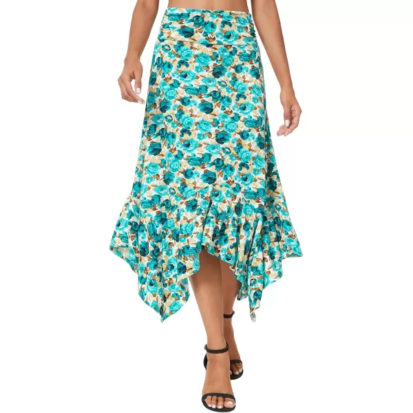 Urban CoCo Womens Flowy Stretchy Skirt Handkerchief Hemline Midi Skirt3