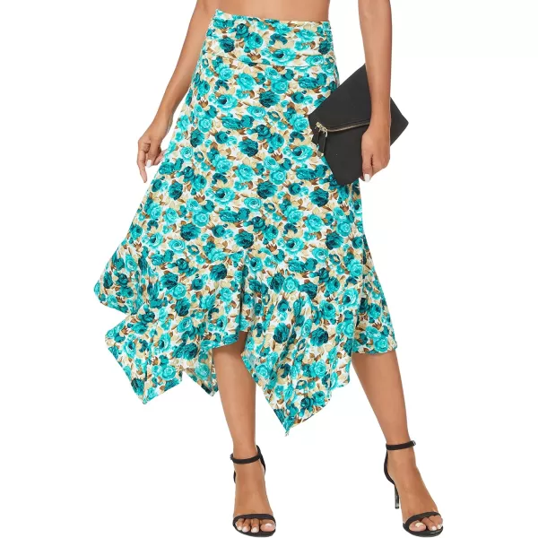 Urban CoCo Womens Flowy Stretchy Skirt Handkerchief Hemline Midi Skirt3