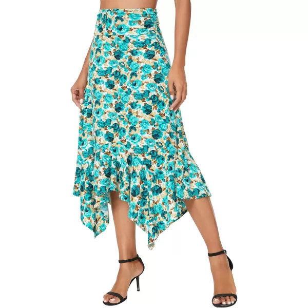 Urban CoCo Womens Flowy Stretchy Skirt Handkerchief Hemline Midi Skirt3