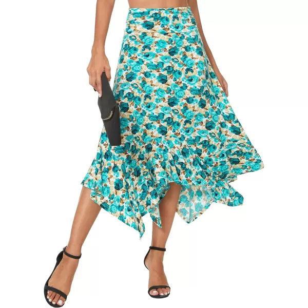 Urban CoCo Womens Flowy Stretchy Skirt Handkerchief Hemline Midi Skirt3