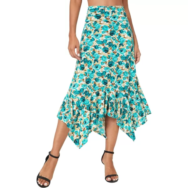 Urban CoCo Womens Flowy Stretchy Skirt Handkerchief Hemline Midi Skirt3