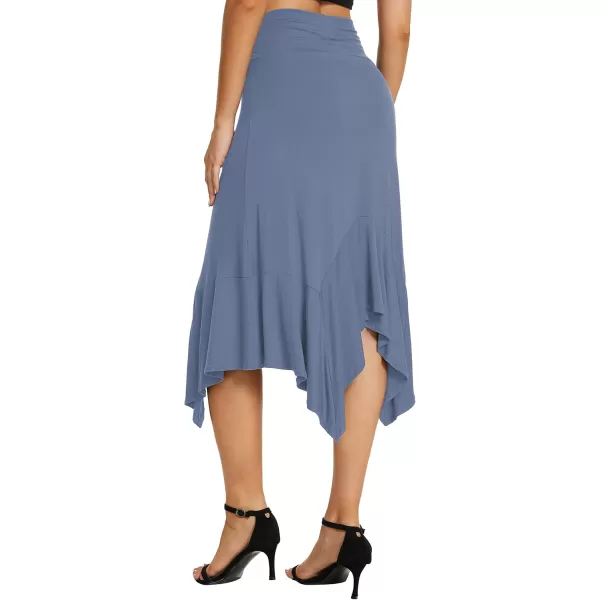 Urban CoCo Womens Flowy Stretchy Skirt Handkerchief Hemline Midi SkirtGreyish Blue