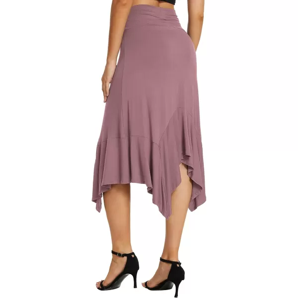 Urban CoCo Womens Flowy Stretchy Skirt Handkerchief Hemline Midi SkirtLight Purple