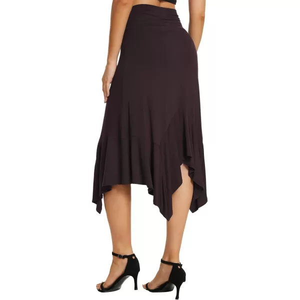Urban CoCo Womens Flowy Stretchy Skirt Handkerchief Hemline Midi SkirtRum Raisin