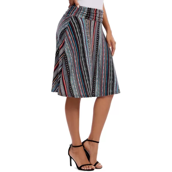 Urban CoCo Womens Ruched High Waist Knee Length Jersey ALine Stretchy Flared Casual Skirt 12