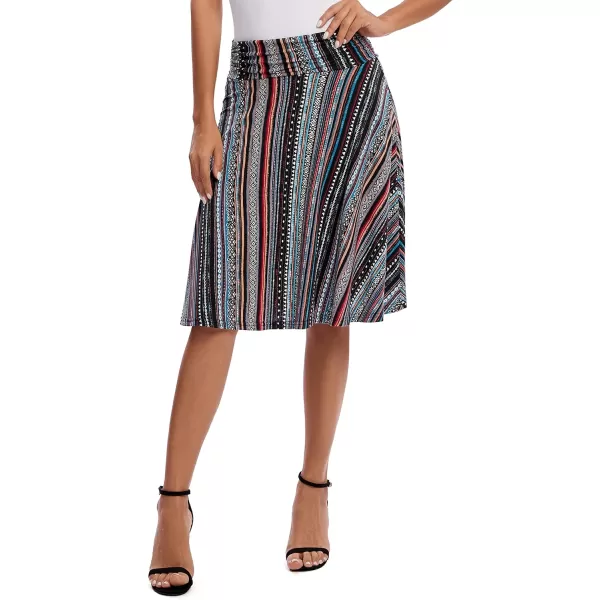 Urban CoCo Womens Ruched High Waist Knee Length Jersey ALine Stretchy Flared Casual Skirt 12