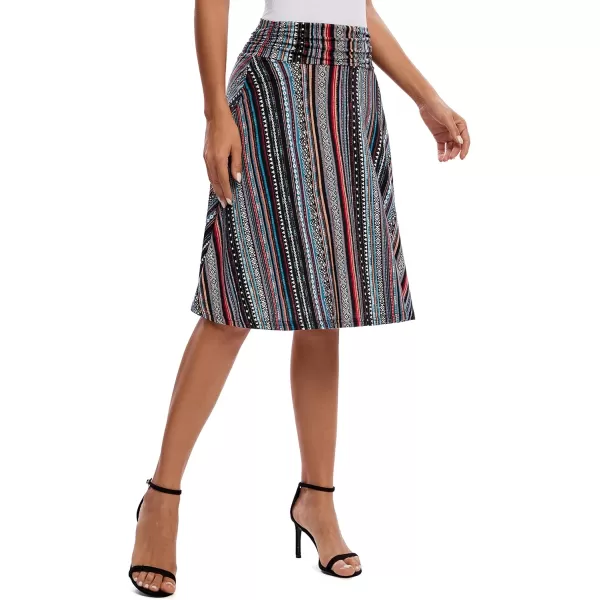 Urban CoCo Womens Ruched High Waist Knee Length Jersey ALine Stretchy Flared Casual Skirt 12