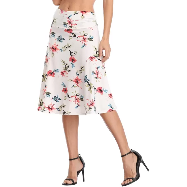 Urban CoCo Womens Ruched High Waist Knee Length Jersey ALine Stretchy Flared Casual Skirt 3