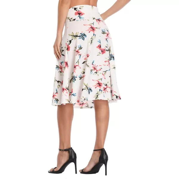 Urban CoCo Womens Ruched High Waist Knee Length Jersey ALine Stretchy Flared Casual Skirt 3
