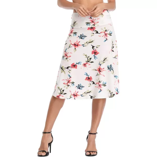 Urban CoCo Womens Ruched High Waist Knee Length Jersey ALine Stretchy Flared Casual Skirt 3
