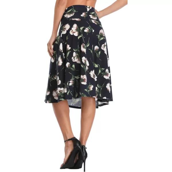 Urban CoCo Womens Ruched High Waist Knee Length Jersey ALine Stretchy Flared Casual Skirt 4