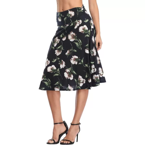 Urban CoCo Womens Ruched High Waist Knee Length Jersey ALine Stretchy Flared Casual Skirt 4